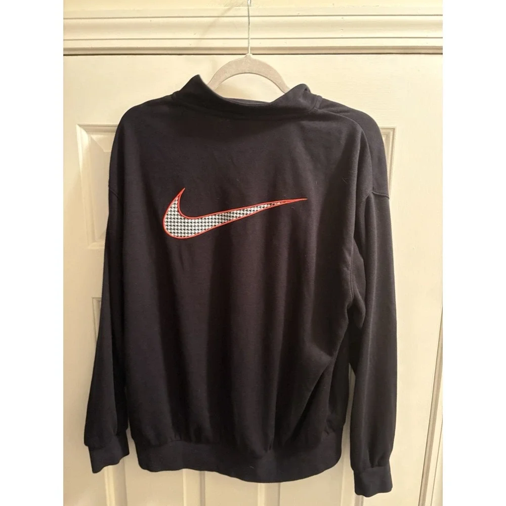 Nike Y2K XS Xsmall Pullover Quarter Zip Black Houndstooth Swish Logo White Tag